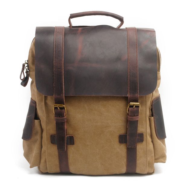 

luxury vintage large designer travel bag canvas real leather backpacks mens casual backpack fashion sports luggage handbag