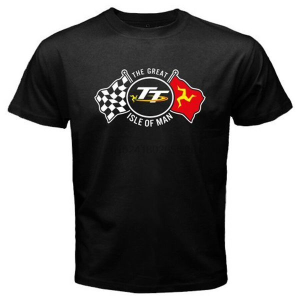 

the great isle of man flag tt racing logo mens black t-shirt size s to 3xl