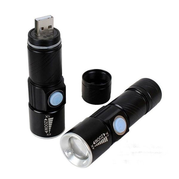 

usb led flashlight handy rechargeable led torch light hunting mini usb led lanterna 3 modes zoomable torch for camping
