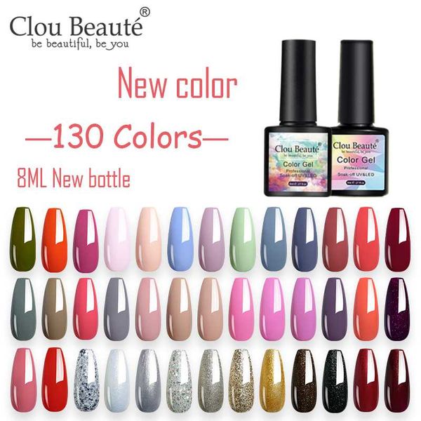 

clou beaute new bottle 130 colors polish nail gel 8 ml uv varnish paint semi permanent nails art gel lakiery hybrydowe lacquer, Red;pink