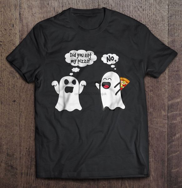 

men t shirt ghost eat pizza -halloween women t-shirt