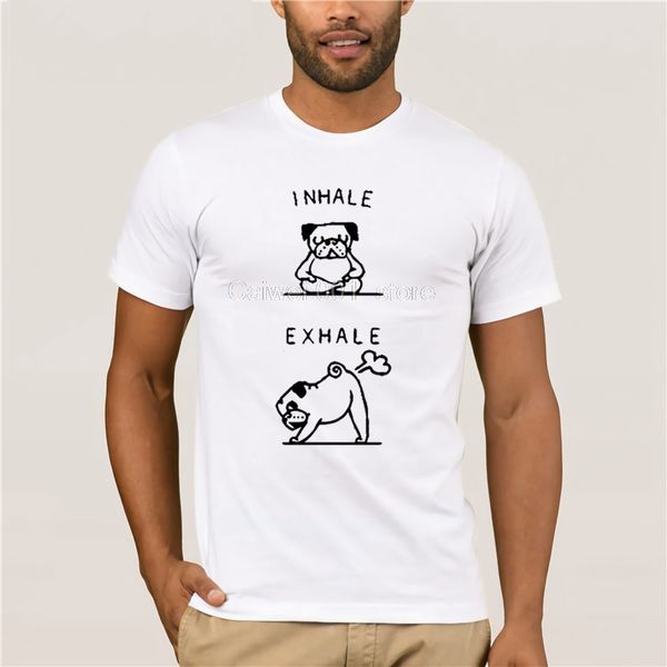 

fashion t shirt men 2019 summer funny men s inhale exhale pug dog printed summer cotton fashion 2019 trend t shirt
