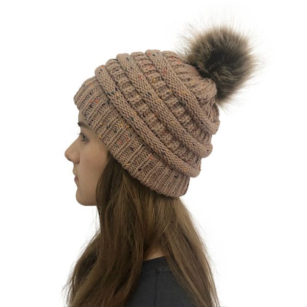 

women winter beanie hat knitted ladies large pom pom gifts, Blue;gray