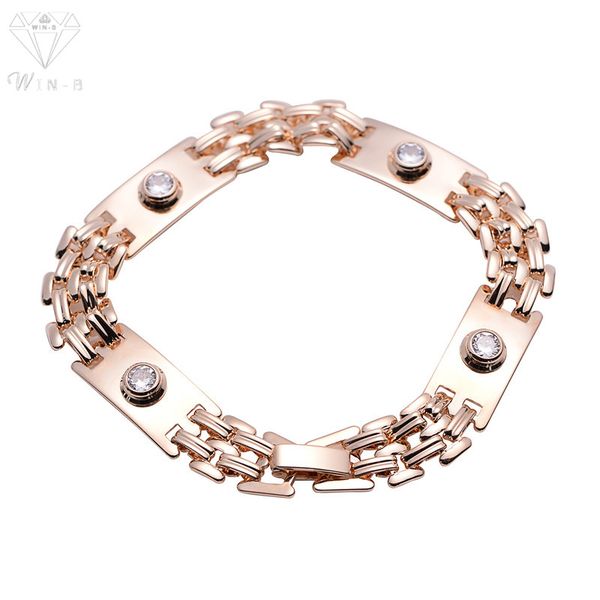 

link, chain win-b couple luxury bracelet men women link chains men's bracelets& bangles cz male female jewelry gift pulseira, Black