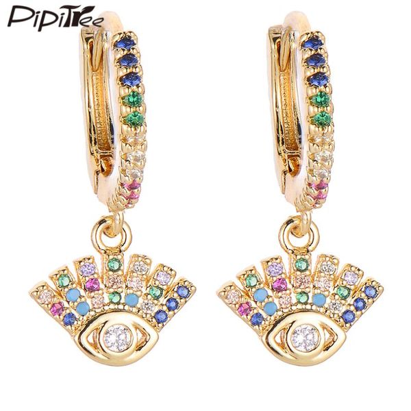 

dangle & chandelier pipitree zircon jewelry fashion evil eye earrings for women all-match easy wear cz stones crystal drop gift, Silver