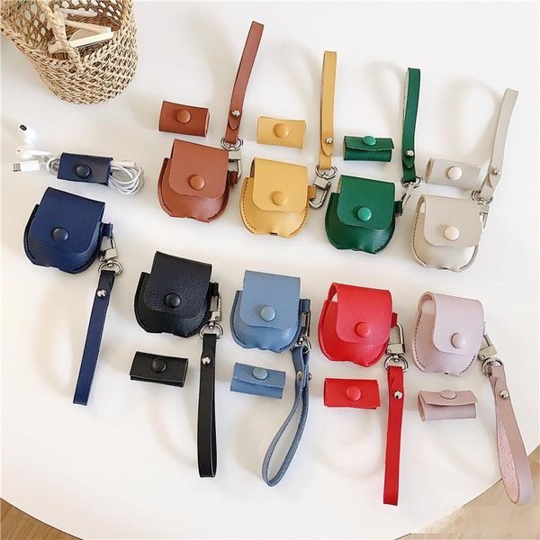 

real leather airpod cases fashion earphone cover for air pods pro case caja de airpods soft funda with cable winder organizer