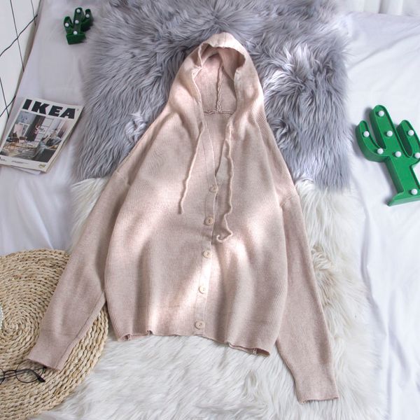 

2020 new knitted hoodies sweater women hooded cardigan sweater autumn and winter womens knitted cardigan with hooded, White