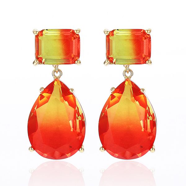 

dangle & chandelier xiumeiyizu delicacy tear drop earrings 3 colors summer style large zircon tourmaline 2021 ear accessories for women, Silver