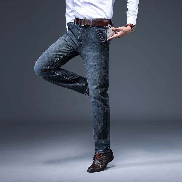 

men's jeans 2021 autumn winter modal cotton business straight classic style blue denim trousers male brand clothes 28-40,p333