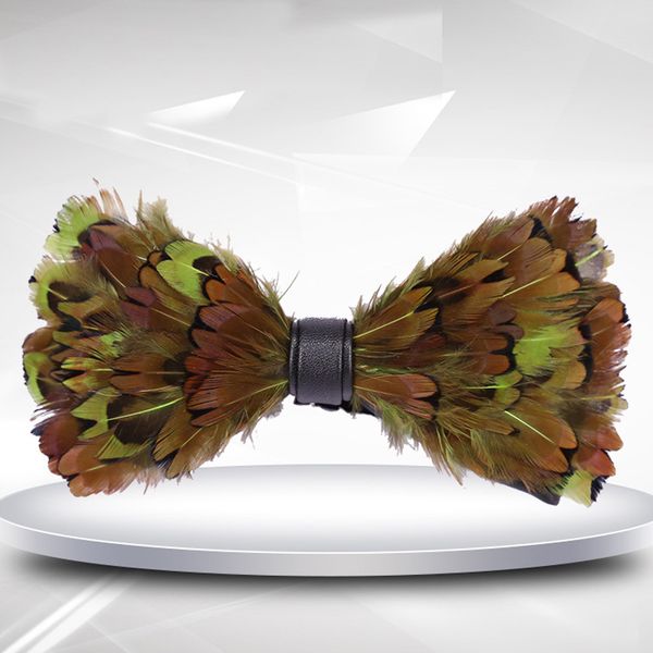 

neck ties orinery original italy design bowtie natural brid feather exquisite hand made men bow tie marriage gift accessories, Blue;purple