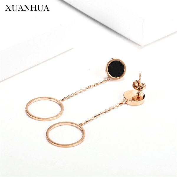 

dangle & chandelier xuanhua stainless steel earrings for women long drop female fashion jewelry summer accessories, Silver