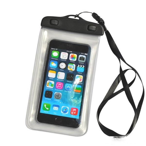 

pvc waterproof dry bag with lanyard underwater swimming transparent cell phone pouch case for iphone 7 plus