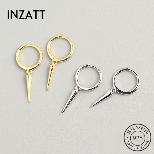 

hoop & huggie inzareal 925 sterling silver round cone earrings for fashion woman party fine jewelry geometric punk accessories, Golden;silver