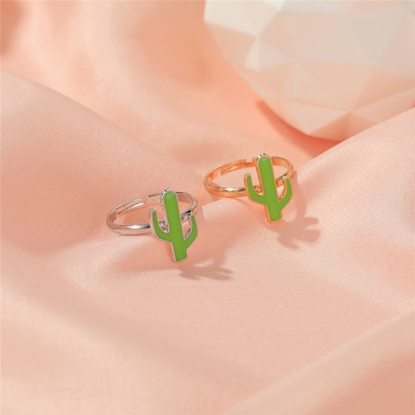 

30pcs/lot cartoon adjustable cactus finger rings silver plants fashion opening ring female women lovely metal hand jewelry accessories, Golden;silver
