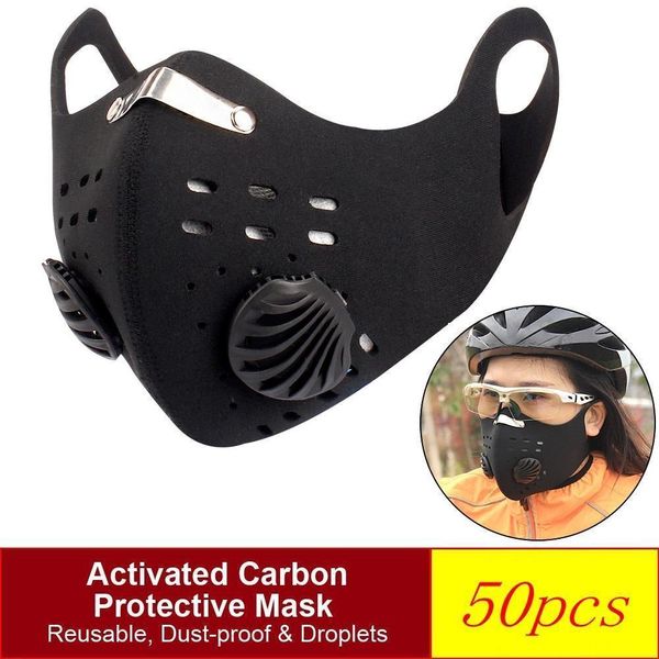 

protective pm2.5 m face carbon cycling masks with activated anti-pollution dust sport running training road bike reusable masks fy90381