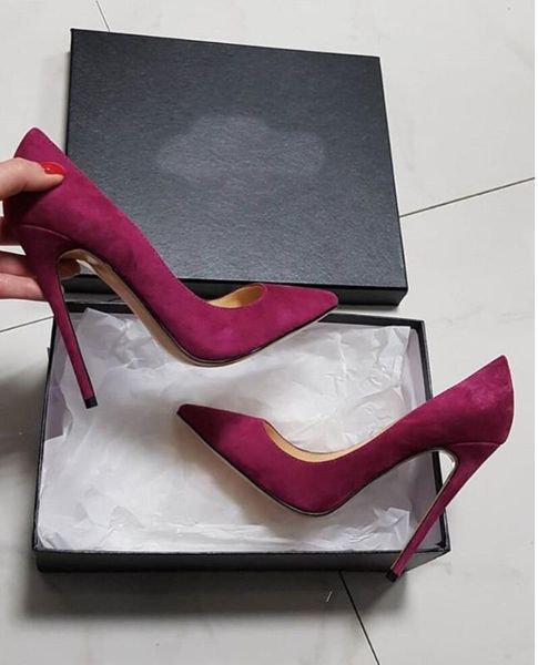 

high heels suede leather women shoes 2020 ins fashion pointed toe women party pumps, Black