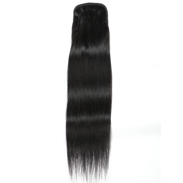 

drawstring hair curly ponytail extension long straight pony tail hair 18 20 22 inch piece, Black