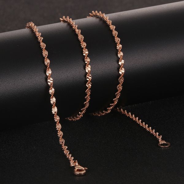 

2mm men women 585 rose gold color twisted water /necklace chains jewelry, Black