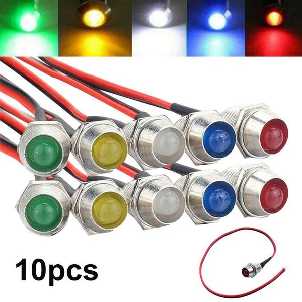 

10pcs 12v 8mm car truck boat led indicator signal light-dash panel lamp bulb