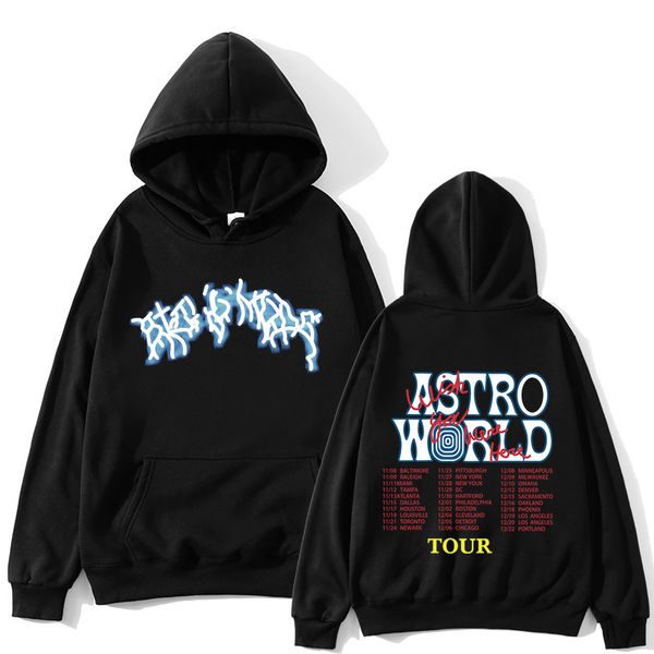 

fashion travis scott 1:1 streetwear hip hop hope you are here astroworld tour hoodie, Black