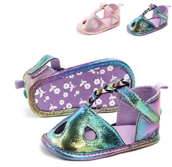 

dhl 50pair pearlescent gradient kid sandal lovely baby girl soft sole shoe non-slip fashion sandals, Black;red
