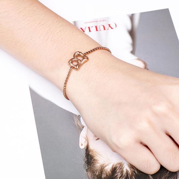 

link, chain titanium steel bamboo letter adjustable bracelet for women initial bracelets, Black