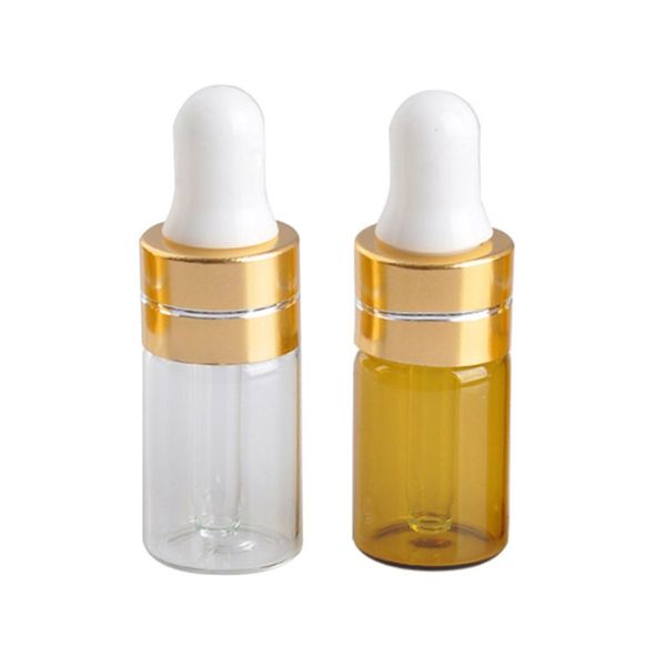 

500pcs/lot 1ml 2ml 3ml 5ml amber glass dropper bottle mini empty essential oil bottle with glass hose glass vials