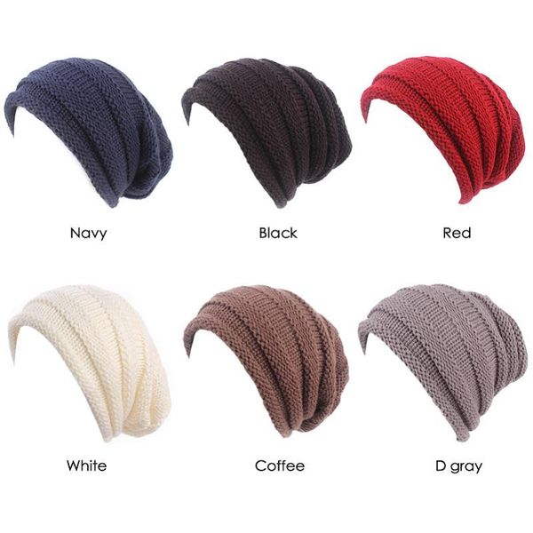 

new women wrinkle slouchy hat knit beanie cap winter ski baggy cap, Blue;gray