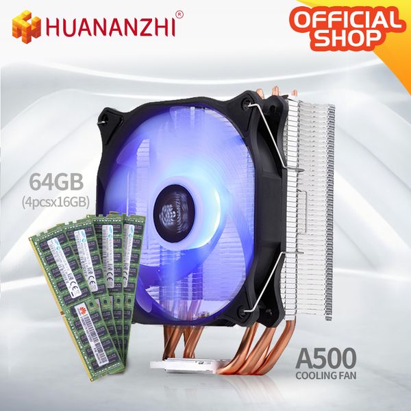 

huananzhi a500 4 тепловая трубка из меди led кулер вентилятор охлаждения радиатора двойной вентилятор радиатора с 4 * 16g ddr4 recc комбо на