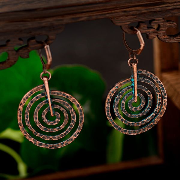 

tophanqi boho antique multi swirl спиральные круги серьги для женщин handmade bohemia этнические свиты, Silver