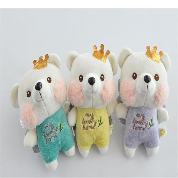 

wedding party valentine gift cute plush fur pompom angel bear keychain kids toy keyring women bag car key chain trinket, Silver