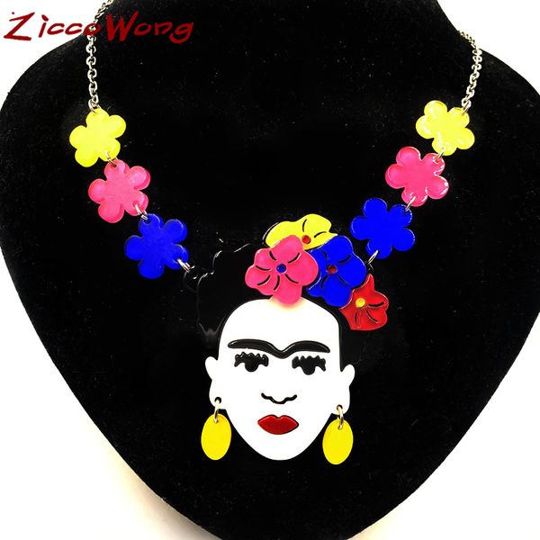 

ziccowong new design flower girl pendant necklace cute colorful flower long chain choker for women girls gifts fashion jewelry, Silver