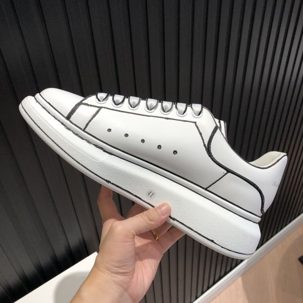 

leather sneakers oversized sneaker smooth calfskin large flats shoes design artisanal laser hand print shoes luxury shoes, Black