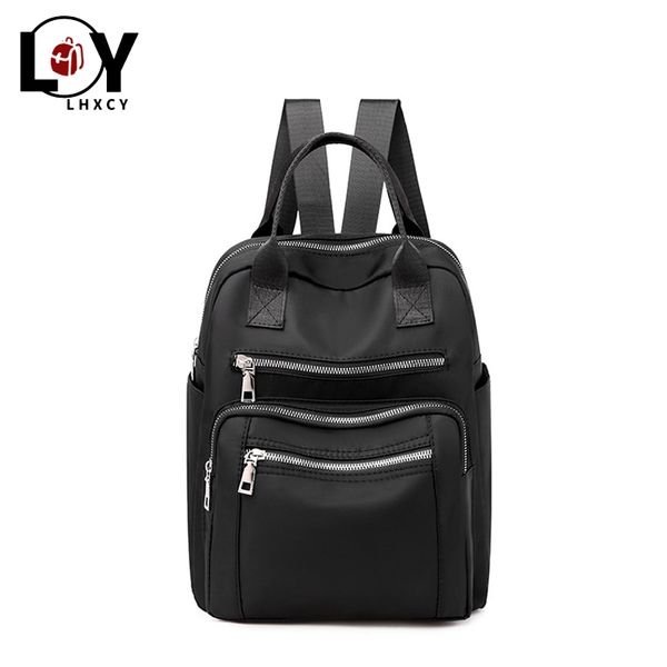 

solid color multi-pocket oxford women backpack 2020 fashion simple soft waterproof shoulder bag high capacity travel school bags