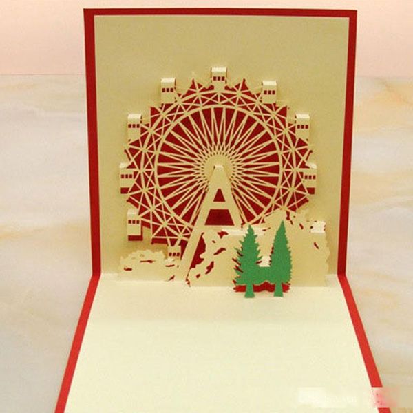

3d happy ferris wheel christmas cards greeting handmade paper card personalized keepsakes postcard for wedding birthday