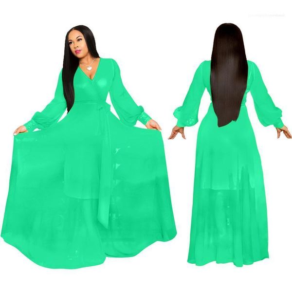 

color fashion female clothing womens 2020 designer casual dress long sleeve v neck chiffon dress solid, Black;gray