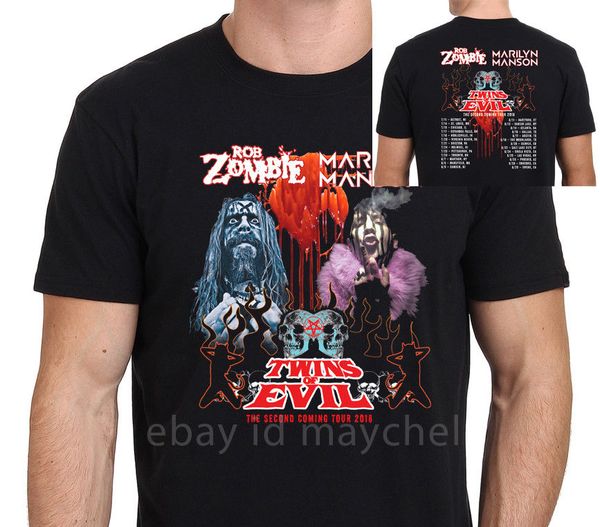 

rob zombie marilyn manson twin evil second coming tour 2019 men's t-shirt s-3xl new brand-clothing t shirts tee