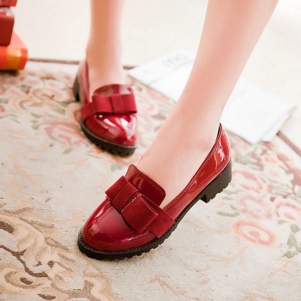 

весна осень отдых низкие пятки женщин сладкий боути oxfords плоский каблук большой размер женская верхняя причинно обувь для женщин, Black