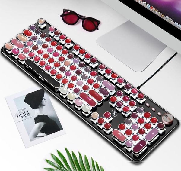

mechanical gaming keyboard, lady lipstick feel keyboard k520 usb with various red keys for ladies lapwired keyboard with black