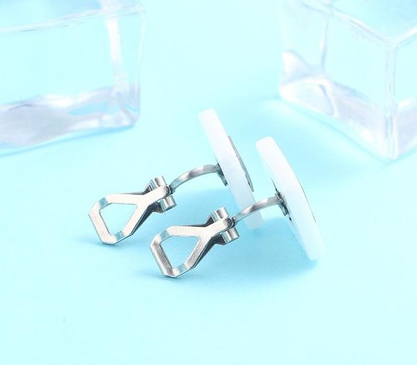 

white elegant studs fashion earrings ceramics ear rings with zircon for women girls ladies minimalist style wedding date88, Golden;silver