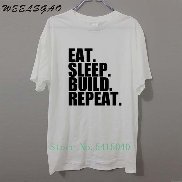 

weelsgao t shirt eat. sleep. build. repeat. construction builder short sleeve men crew neck christmas shirt