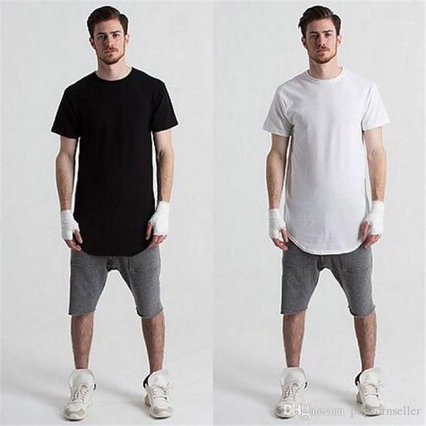 

trend pure color circular arc cotton tees summer causal mens clothing fashion designer mens t shirts summer, White;black