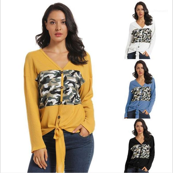 

clothing womens designer knits autumn winter long sleeve panelled camouflage cardigan v neck sweater female, White