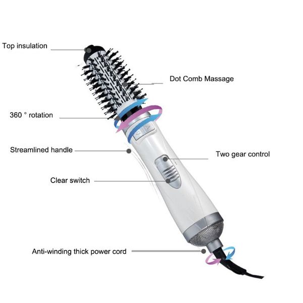 

4-in-1 multi-functional air curling irons hair comb hairbrush beard straightening dryer volumizer hair styling tools hot, Silver