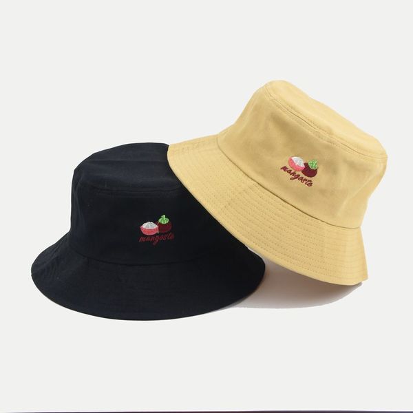 

cloches summer fruit mangosteen embroidery bucket hat women outdoor sunscreen fishing hunting cap men basin chapeau sun prevent hats