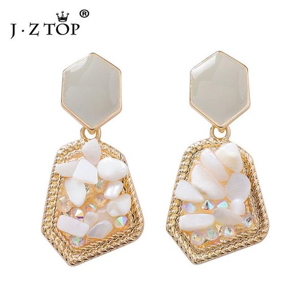 

jzvintage irregular crystal stud earrings fashion short geometric earrings for women metal pendant brincos jewelry, Golden;silver