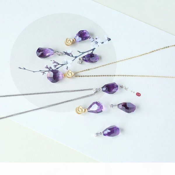 

pure natural level chamfered drop amethyst 925 silver necklace for women party 2020 necklace for women girl2