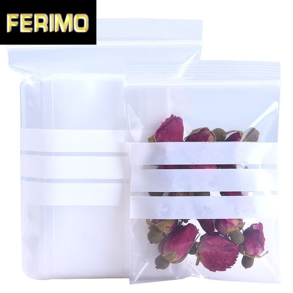 

2000pcs/lot wholesale clear plastic self seal packaging bag retails dried fruits zipper pack bag with writable linea