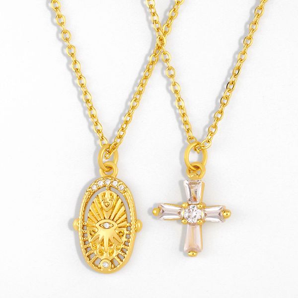 

pendant necklaces flola gold filled turkish eye for women crystal small cross necklace religious jewelry catholic gifts nker26, Silver
