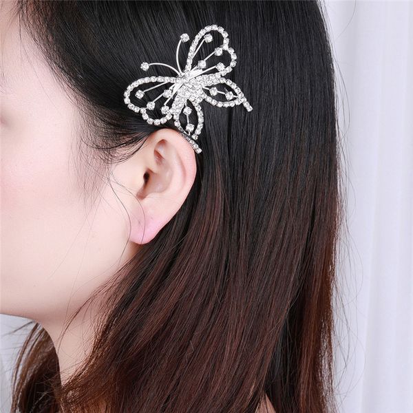 

butterfly hair clips girl hairpin bridal jewelry wedding butterfly pearl hairpin headdress female hair accessories, Golden;silver